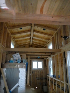 Great view up into my loft with cut outs for lights but also a great view of different types of wood being used in house